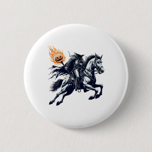 Badge Rond 5 Cm Halloween Citrouille de peur sans tête Horseman