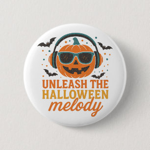 Badge Rond 5 Cm Halloween Citrouille DJ Unleash Melody Music