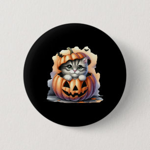 Badge Rond 5 Cm Halloween Citrouille mignonne Chatte Fille Femmes