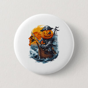 Badge Rond 5 Cm Halloween Citrouille Pirate Adventure