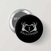 Badge Rond 5 Cm Halloween! Classique - Skeleton Hands Heart (Devant & derrière)