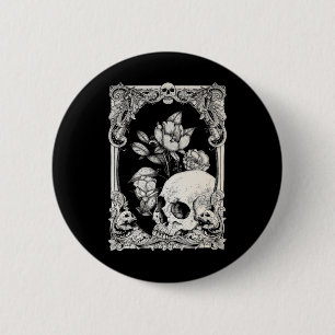 Badge Rond 5 Cm Halloween Crâne Pastel Goth Fleur gothique Floral
