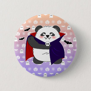 Badge Rond 5 Cm Halloween Cute Baby Panda Dracula Vampire
