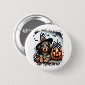 Badge Rond 5 Cm Halloween Dachshund Chien (Devant & derrière)