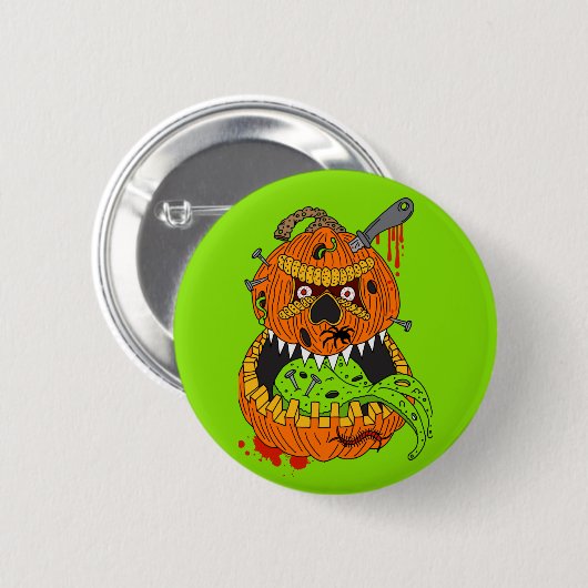 Badge Rond 5 Cm Halloween Déplaisant Gory Citrouille Horreur (Devant & derrière)