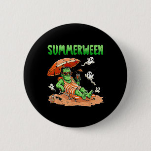 Badge Rond 5 Cm Halloween d'été Bonjour été Frankenstein Boo