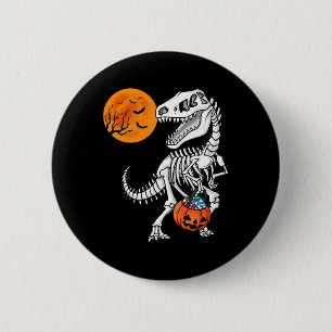 Badge Rond 5 Cm Halloween Dinosaur T Rex Skeleton Scary Garçons En