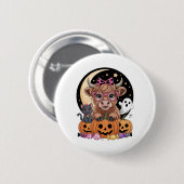Badge Rond 5 Cm Halloween Éffrayante saison de la vache Highland (Devant & derrière)