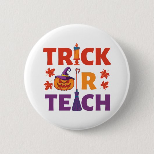 Badge Rond 5 Cm Halloween Enseignant Tri Ou Enseigner (Devant)