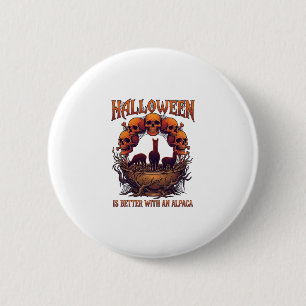 Badge Rond 5 Cm Halloween Est Meilleur Alpaga Crânes Orange Araign