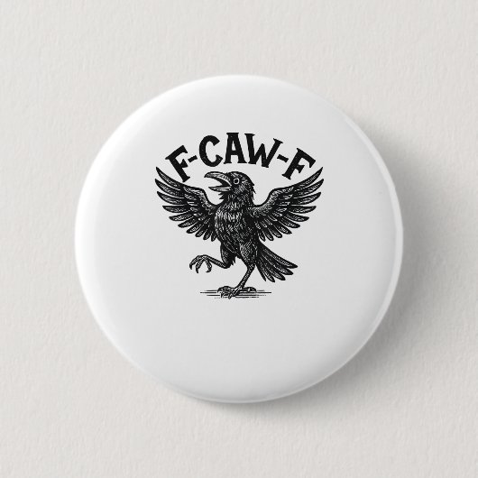 Badge Rond 5 Cm Halloween F-Caw-F Bird Crow Women Men Minimal Clea (Devant)