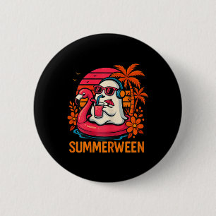 Badge Rond 5 Cm Halloween Fantôme Funny Halloween Flamant rose d'é
