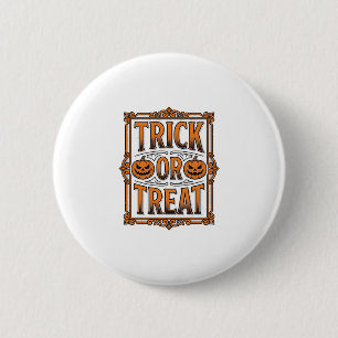 Badge Rond 5 Cm Halloween Farce Friandise Citrouilles Crânes Gravu