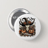 Badge Rond 5 Cm Halloween feuille de taureau de vache (Devant & derrière)