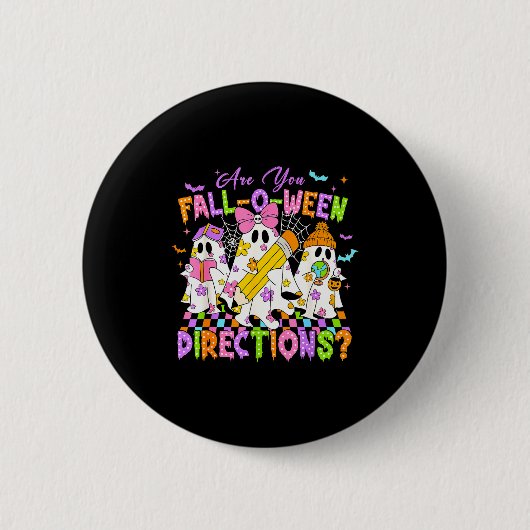 Badge Rond 5 Cm Halloween Floral Ghost Teacher Are You Falloween D (Devant)