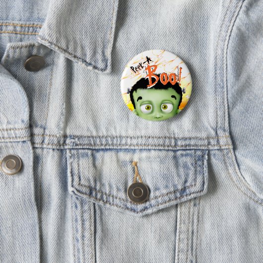 Badge Rond 5 Cm Halloween Frankenstein Monster Peek A Boo (En situation)