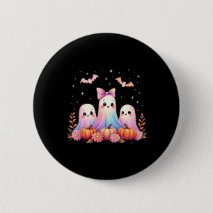 Badge Rond 5 Cm Halloween Ghost Coquette Bow Automne Citrouille Éf