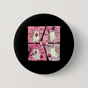 Badge Rond 5 Cm Halloween Ghost Pink Cute Ghost Coquette Halloween