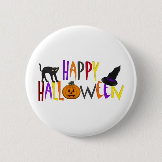 Badge Rond 5 Cm Halloween heureux coloré (Devant)