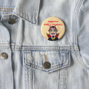 Badge Rond 5 Cm Halloween heureux / Pleine lune avec/ Vampire