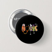Badge Rond 5 Cm Halloween Infirmière Stethoscope mignonette Scrub (Devant & derrière)