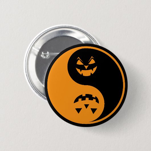 Badge Rond 5 Cm Halloween Jack o-lanterne Yin Yang (Devant & derrière)