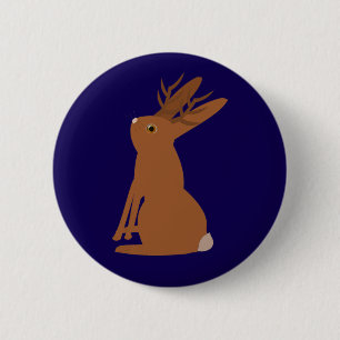Badge Rond 5 Cm Halloween Jackalope Trou ou traitement