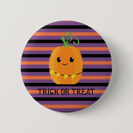 Badge Rond 5 Cm Halloween Kawaii Citrouille rayé (Devant)