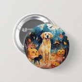 Badge Rond 5 Cm Halloween Lappund Finlandais Avec Peur Citrouille (Devant & derrière)