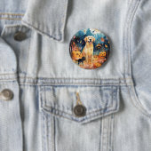 Badge Rond 5 Cm Halloween Lappund Finlandais Avec Peur Citrouille (En situation)