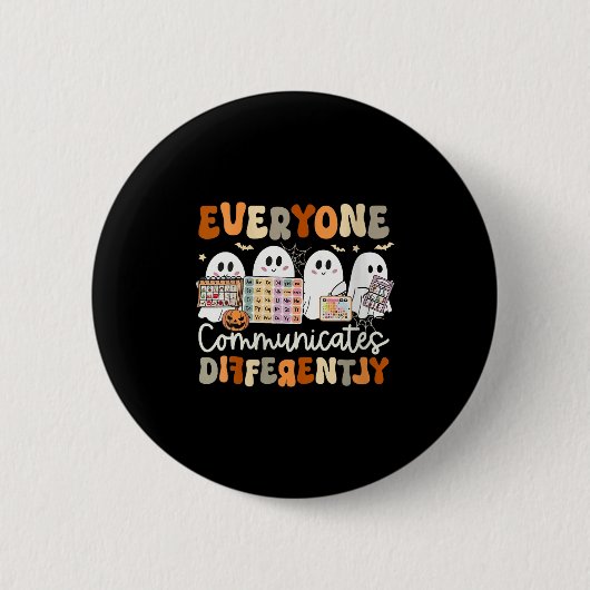 Badge Rond 5 Cm Halloween Les Femmes Communiquent Toutes Différemm (Devant)