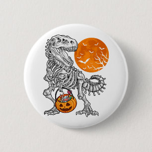 Badge Rond 5 Cm halloween pour garçons enfants dinosaure squelette