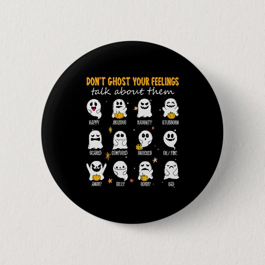 Badge Rond 5 Cm Halloween School Counselor Don't Ghost Your Feelin (Devant)