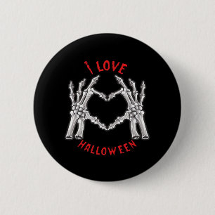 Badge Rond 5 Cm Halloween Skeletal Mains Coeur drôle Dire