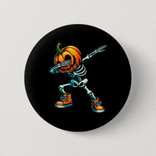 Badge Rond 5 Cm Halloween Skeleton Boys Trick Treat Funny Citrouil