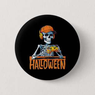 Badge Rond 5 Cm Halloween Skeleton Gamer Funny Video Gaming Boys M