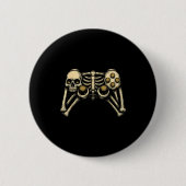 Badge Rond 5 Cm Halloween Skeleton Gamer Gaming Controller Costume (Devant)
