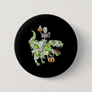 Badge Rond 5 Cm Halloween Skeleton Mummy Dinosaur T rex Fun Hallow
