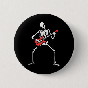 Badge Rond 5 Cm Halloween Skeleton Rock Guitare Costume Rocker Hom