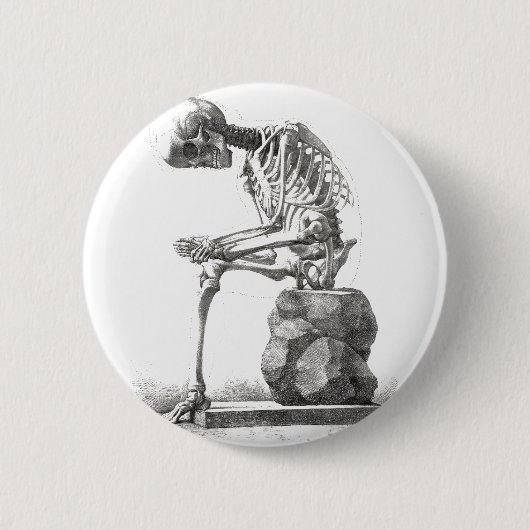 Badge Rond 5 Cm Halloween squelette assis anatomie (Devant)