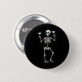 Badge Rond 5 Cm Halloween Squelette Boire Martini Tail (Devant & derrière)