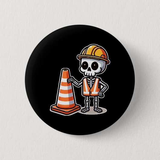 Badge Rond 5 Cm Halloween Squelette de la route cône (Devant)