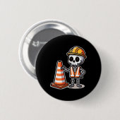 Badge Rond 5 Cm Halloween Squelette de la route cône (Devant & derrière)