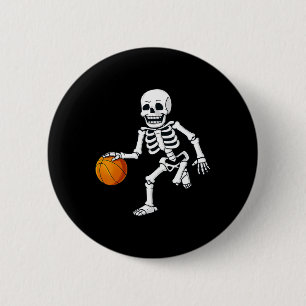Badge Rond 5 Cm Halloween Squelette Dribbling Basketball Garçons F