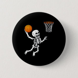 Badge Rond 5 Cm Halloween Squelette Dunking Basketball Garçons Fil