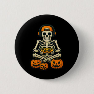 Badge Rond 5 Cm Halloween Squelette Joueur Vidéo Jeu Garçons Homme