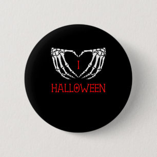Badge Rond 5 Cm Halloween Squelette Mains Formant Coeur Gothique