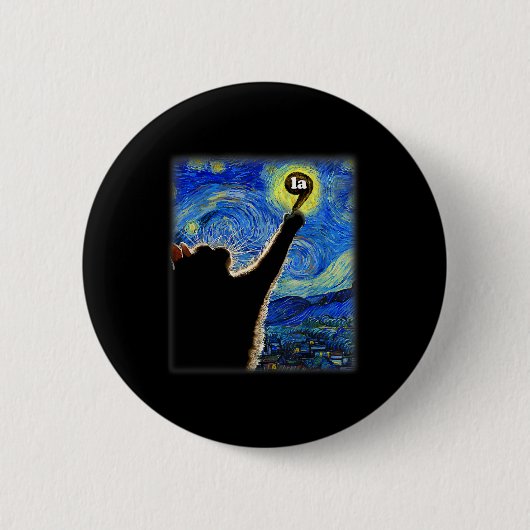 Badge Rond 5 Cm Halloween Starry Night Cat Comma La Kamala Harris (Devant)