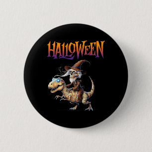 Badge Rond 5 Cm Halloween T-rex Skeleton Ride