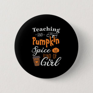 Badge Rond 5 Cm Halloween Teaching and Pumkin Spice Enfant Birthda